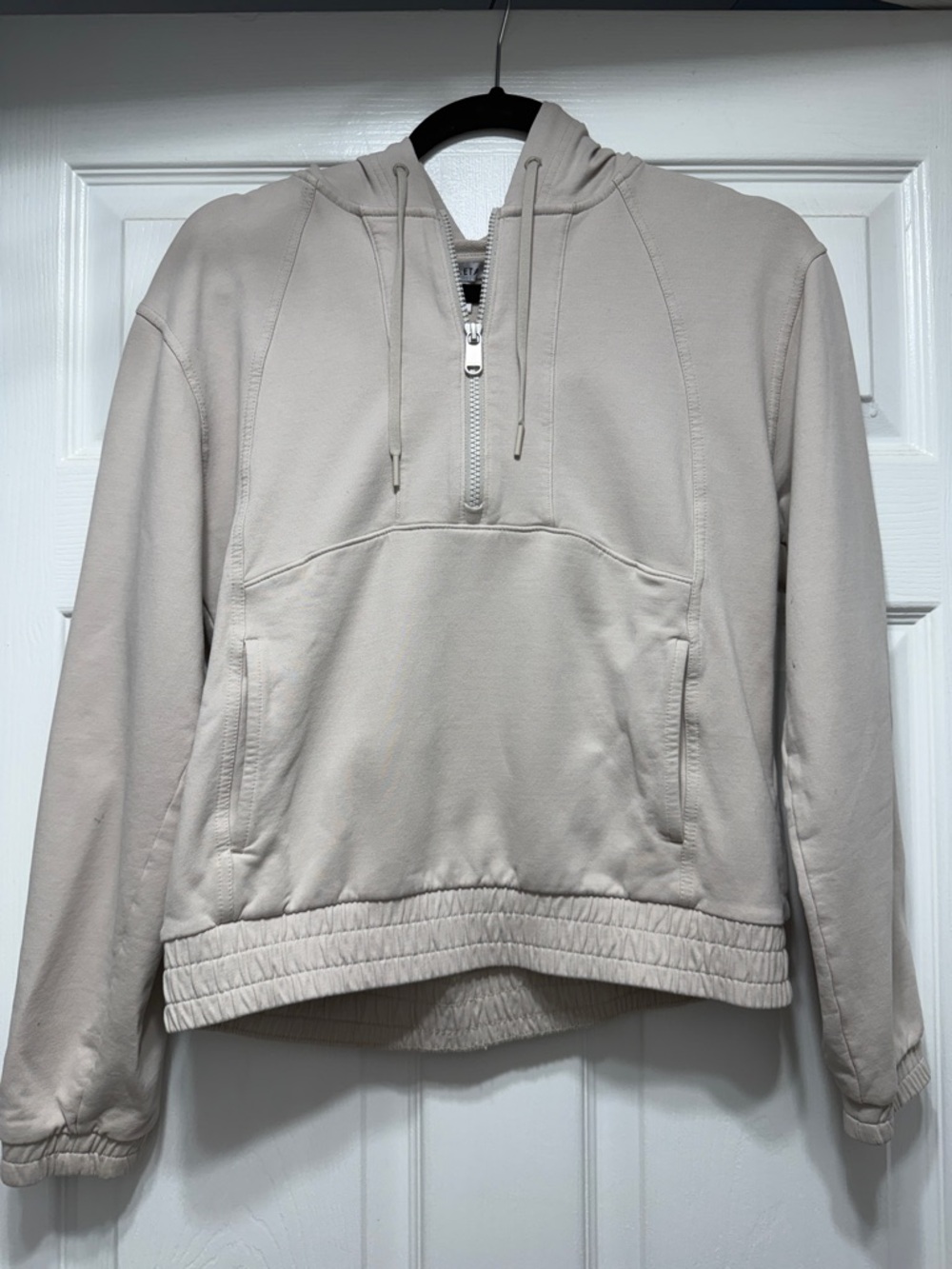 Athleta Light Beige Half-Zip Hoodie Pullover